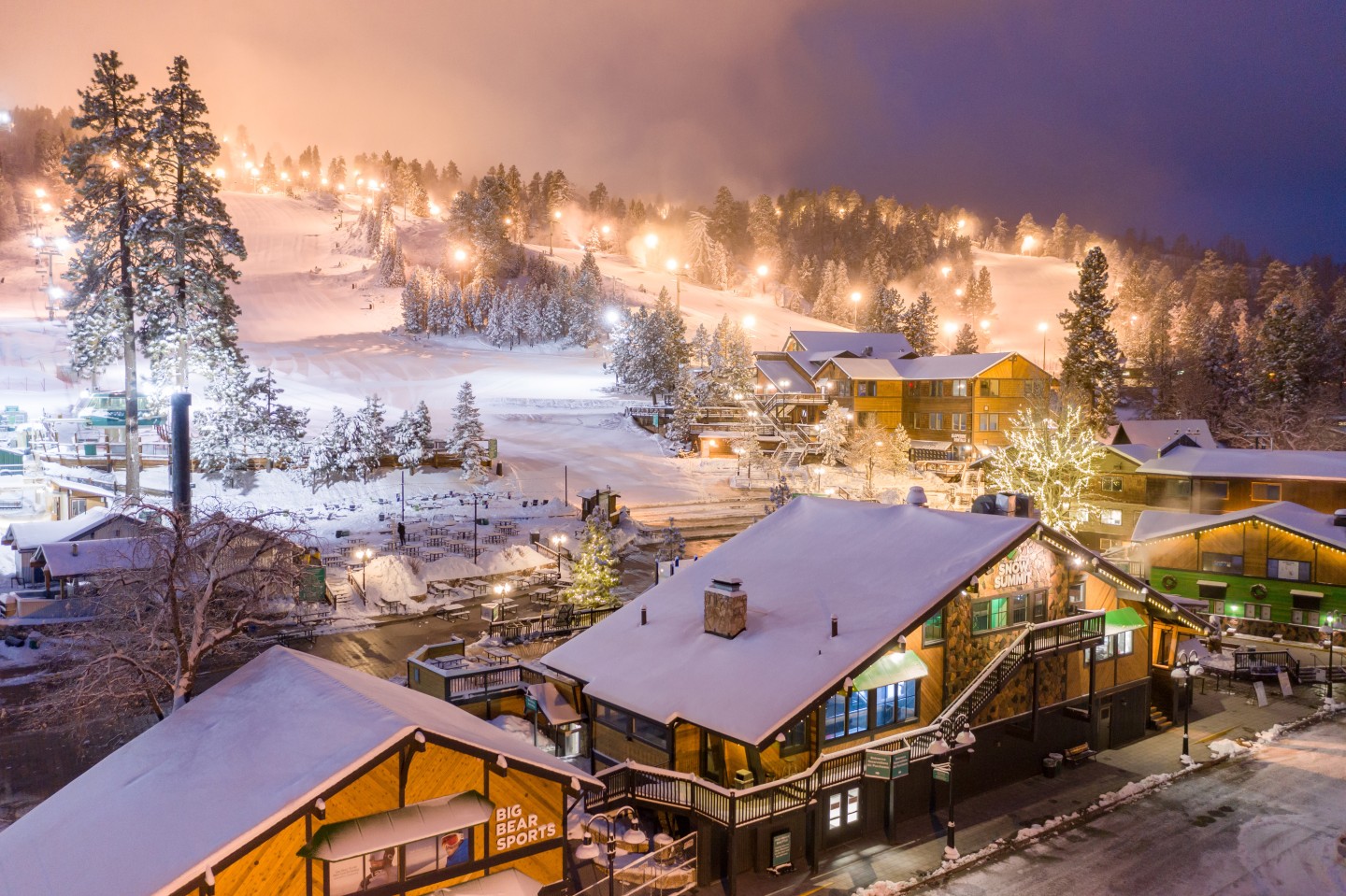 View of Big Bear Mountain Resort at night time