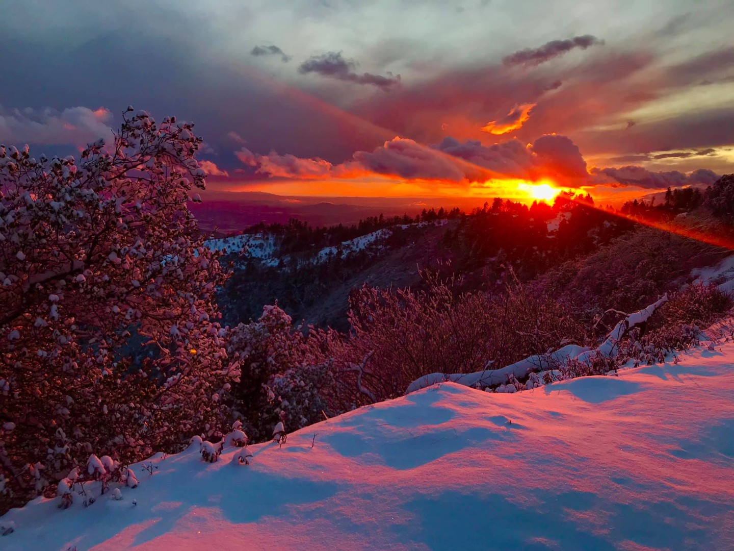 Sunset with snow